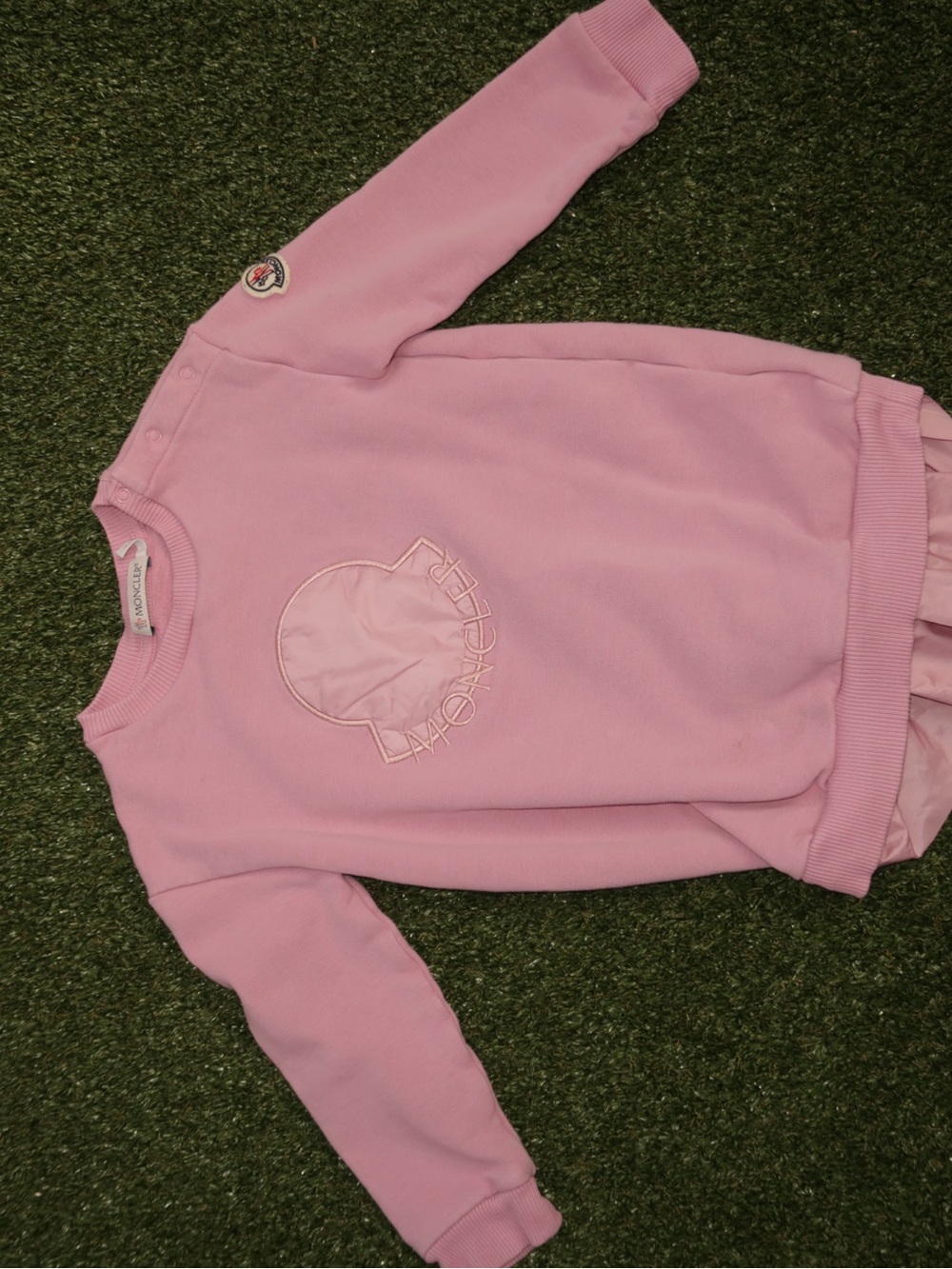 Moncler Pink Logo Ruffle-Hem Sweatshirt - Picture 2 of 5